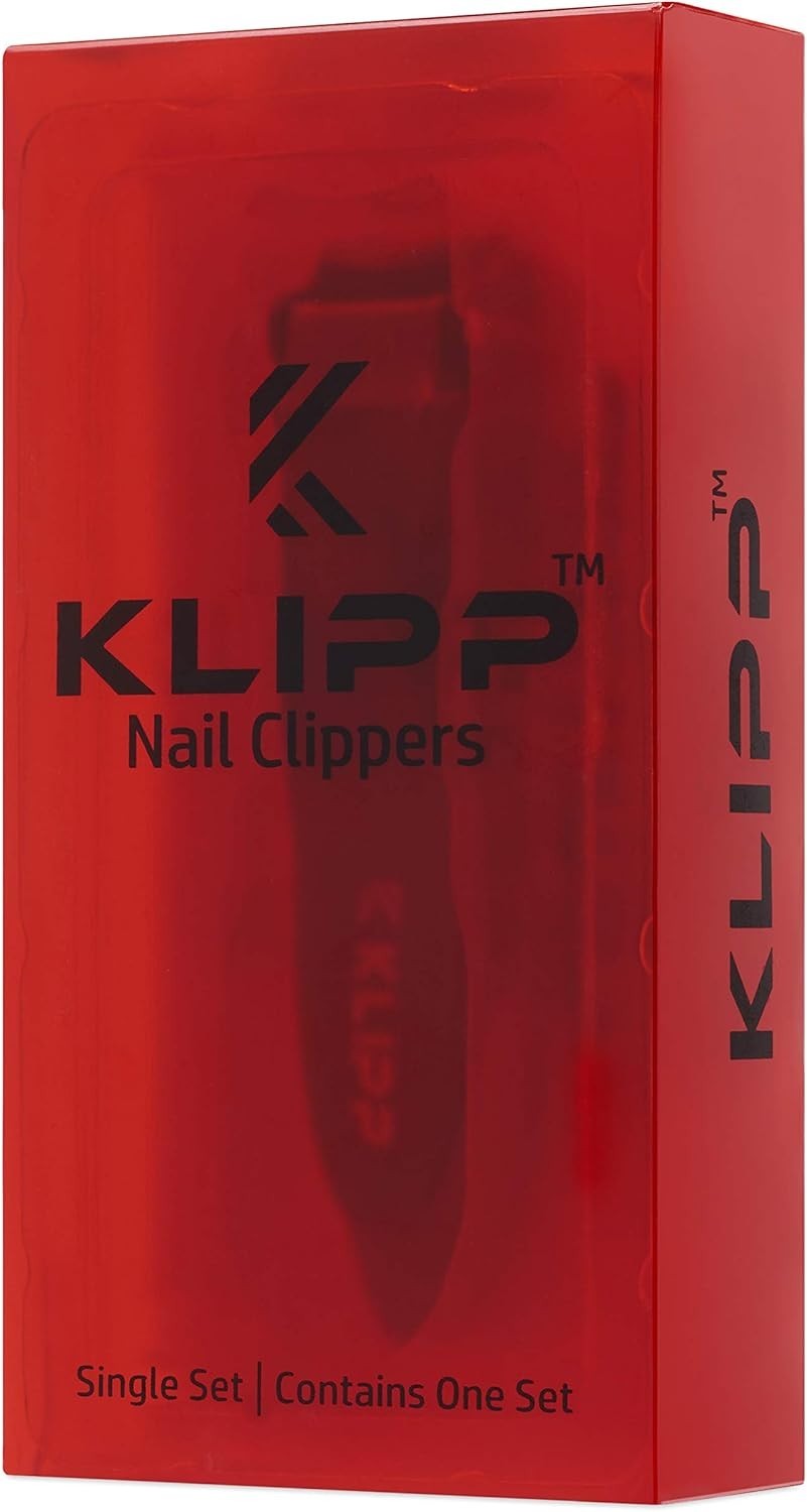 Nail Clippers for Men with Catcher -KLIPP Heavy Duty Razor-Sharp Self-Collecting