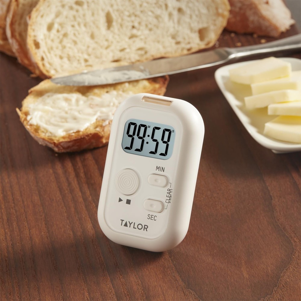 Taylor Multi-Alert (Sound, Light, Vibration) Digital Timer, Standard, White