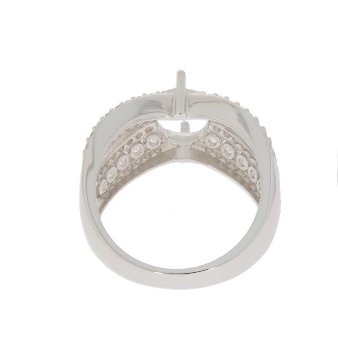 Sterling Silver Semi Mount Ring Setting OV 9x7mm Split Shank