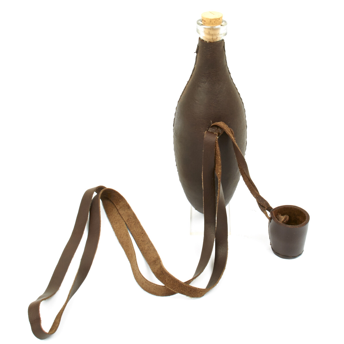 British Victorian Era Zulu War Leather Wrapped Glass Soda Bottle with Cork