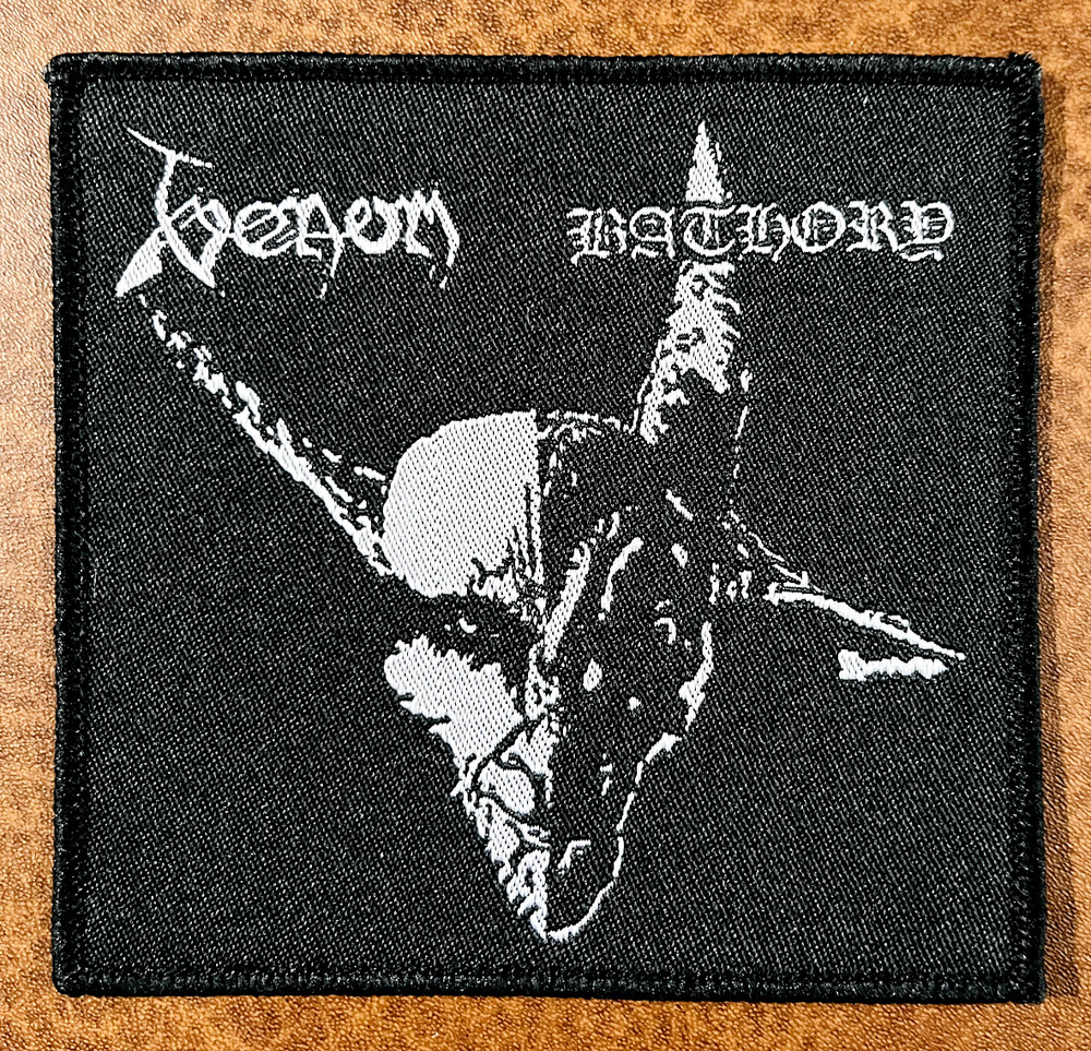 VENOM/BATHORY, SEW ON BLACK BORDER WOVEN PATCH
