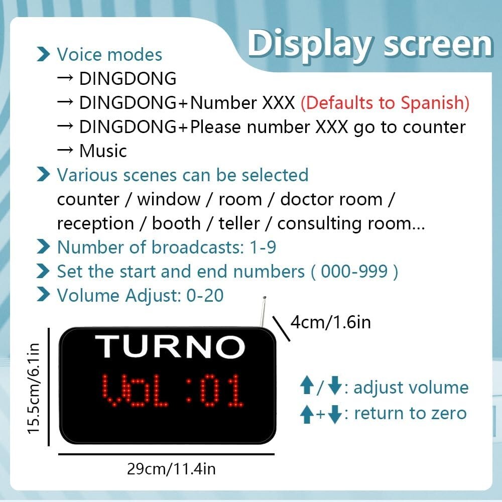 Take a Number System Wireless Queue Calling System with 1 Take a Number Display