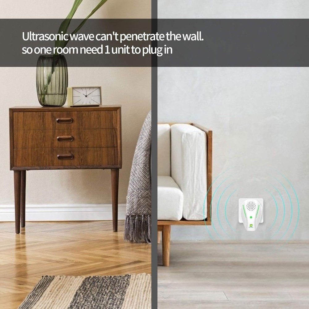 Ultrasonic Pest Repeller, White, Modern, Compact