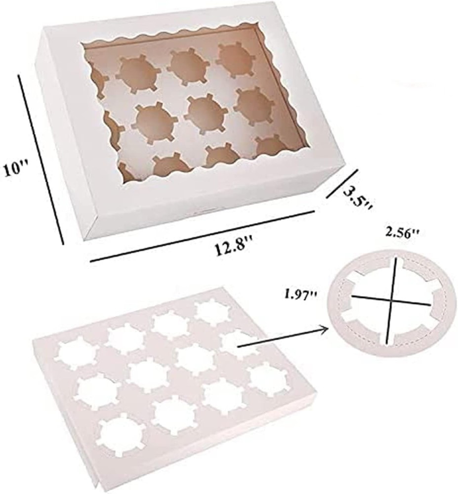 Handmade Gift Ready 25 Pack Cupcake Boxes with Removable Inserts for 12 Cupcakes