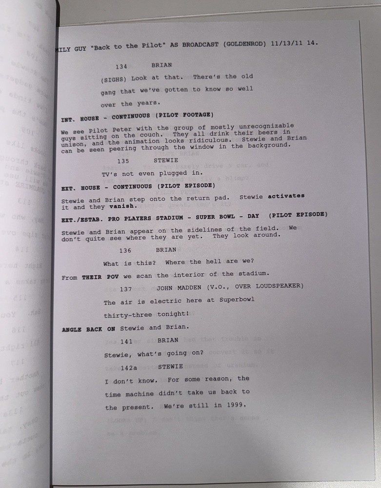 Family Guy Script “Back to the Pilot” - Seth MacFarlane