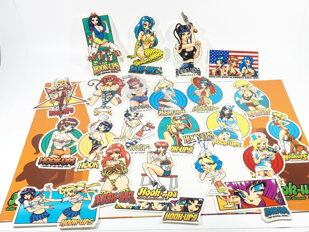 Hook Ups HUGE sticker lot with hook ups folder