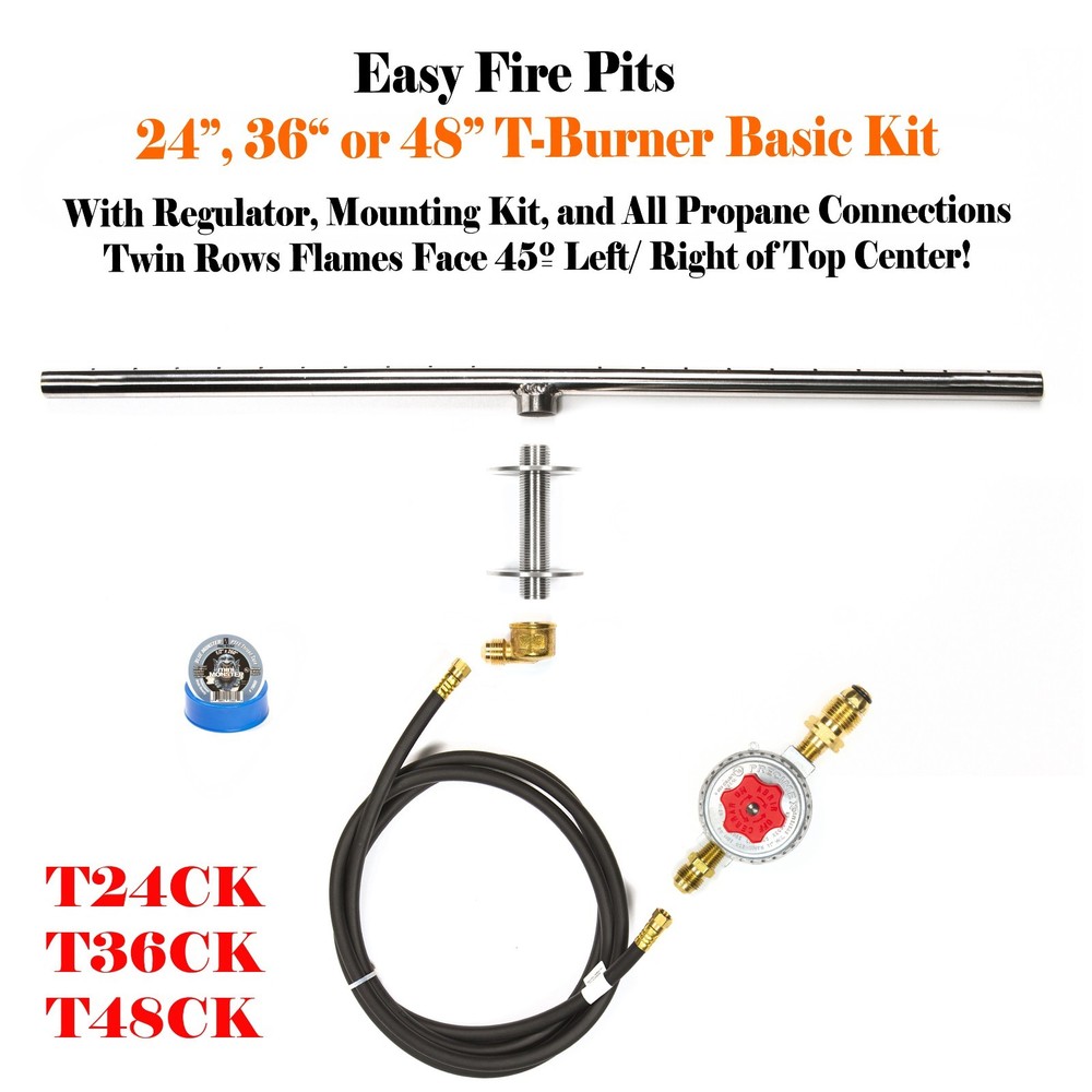 T48CK: BASIC PROPANE DIY GAS FIRE PIT KIT & 48" LIFETIME WARRANTED 316 BURNER