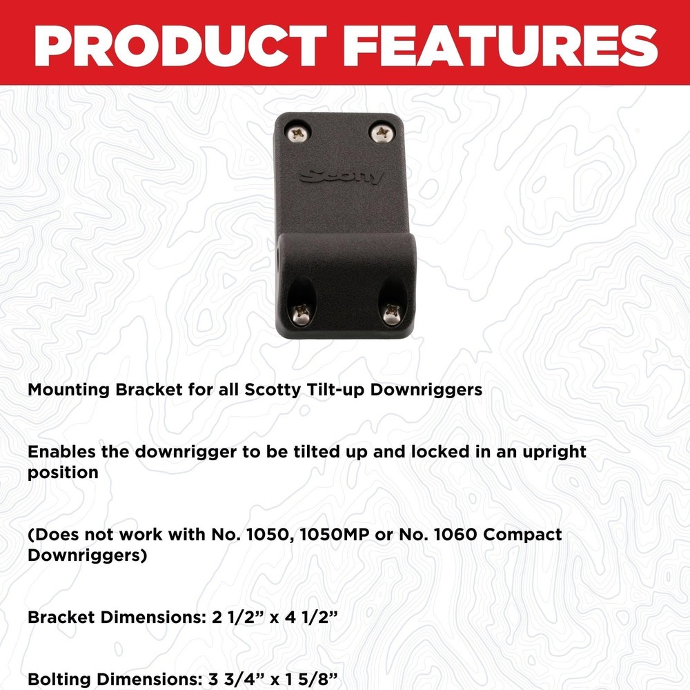 #1023 Mounting Bracket for Downrigger Models 1080 - 1116,BLACK, Small