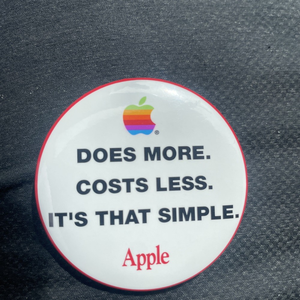 Apple Computer Advertising 2.25" Button Pin Does More Cost Less