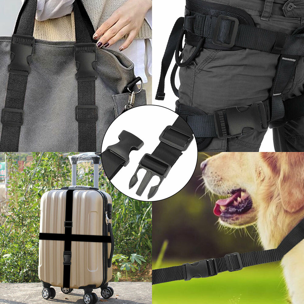 2 pack 2 inch 11 Yards Nylon Webbing Strap / 2 Set Plastic Buckles Side Release