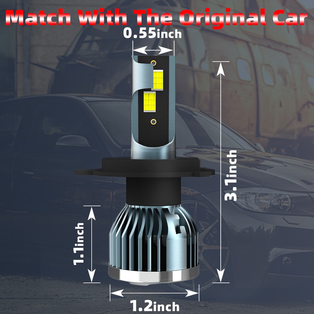 2X H4/9003 LED Headlight Bulb Conversion Kit High/Low Beam Super Bright 6500K
