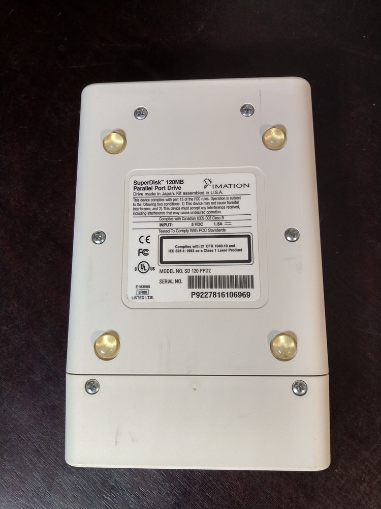 Imation Super Disk Drive PARALLEL External PC-Mac 120 MB with 5 Disks, Software