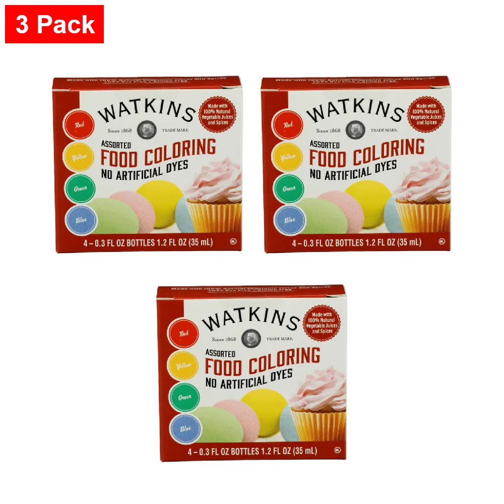Watkins Assorted Food Coloring 4 Bottles   - 3 Packs