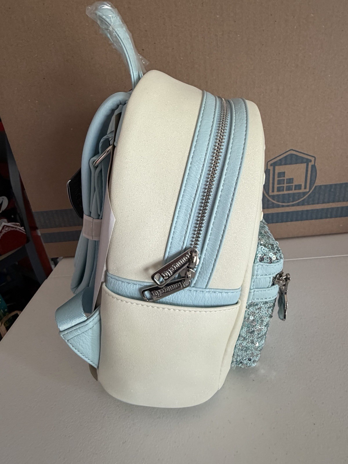 Loungefly Disney Cinderella Mini Backpack Light Blue White Princess Carriage