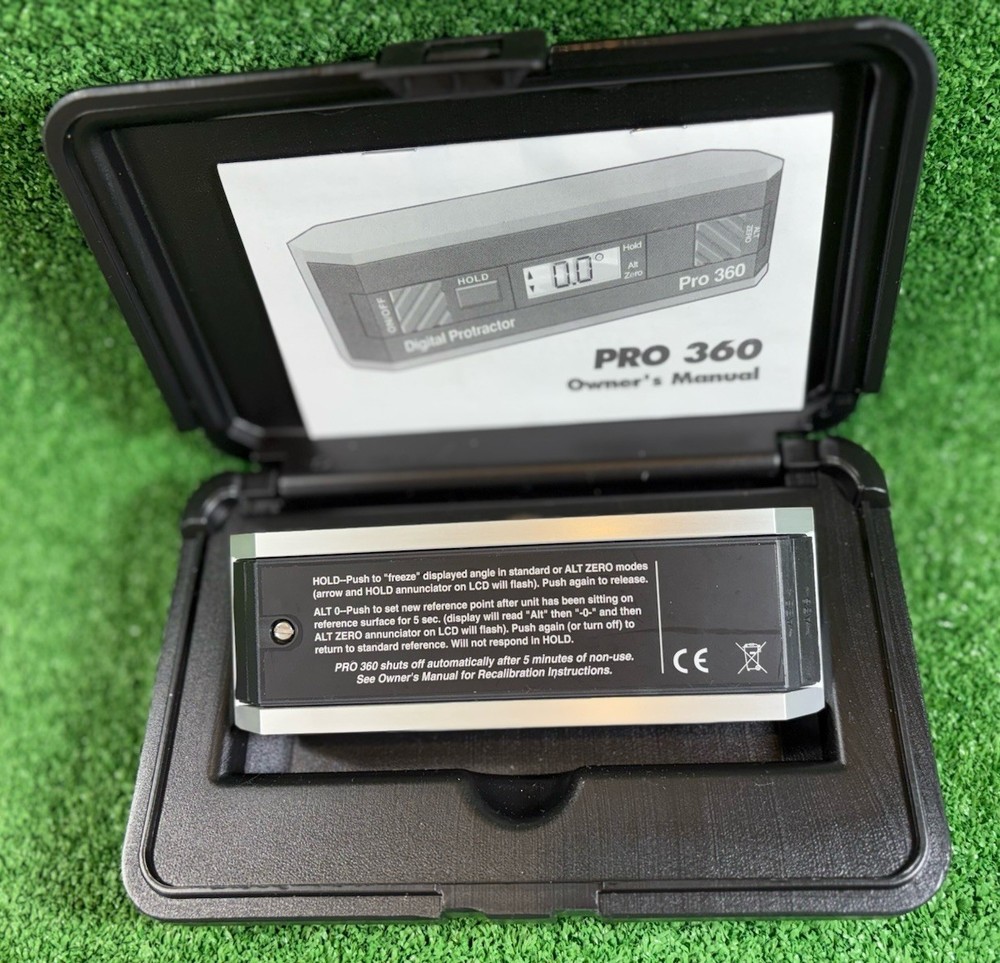 PRO 360 Digital Protractor Rectangular Head with Case & Owner's Manual