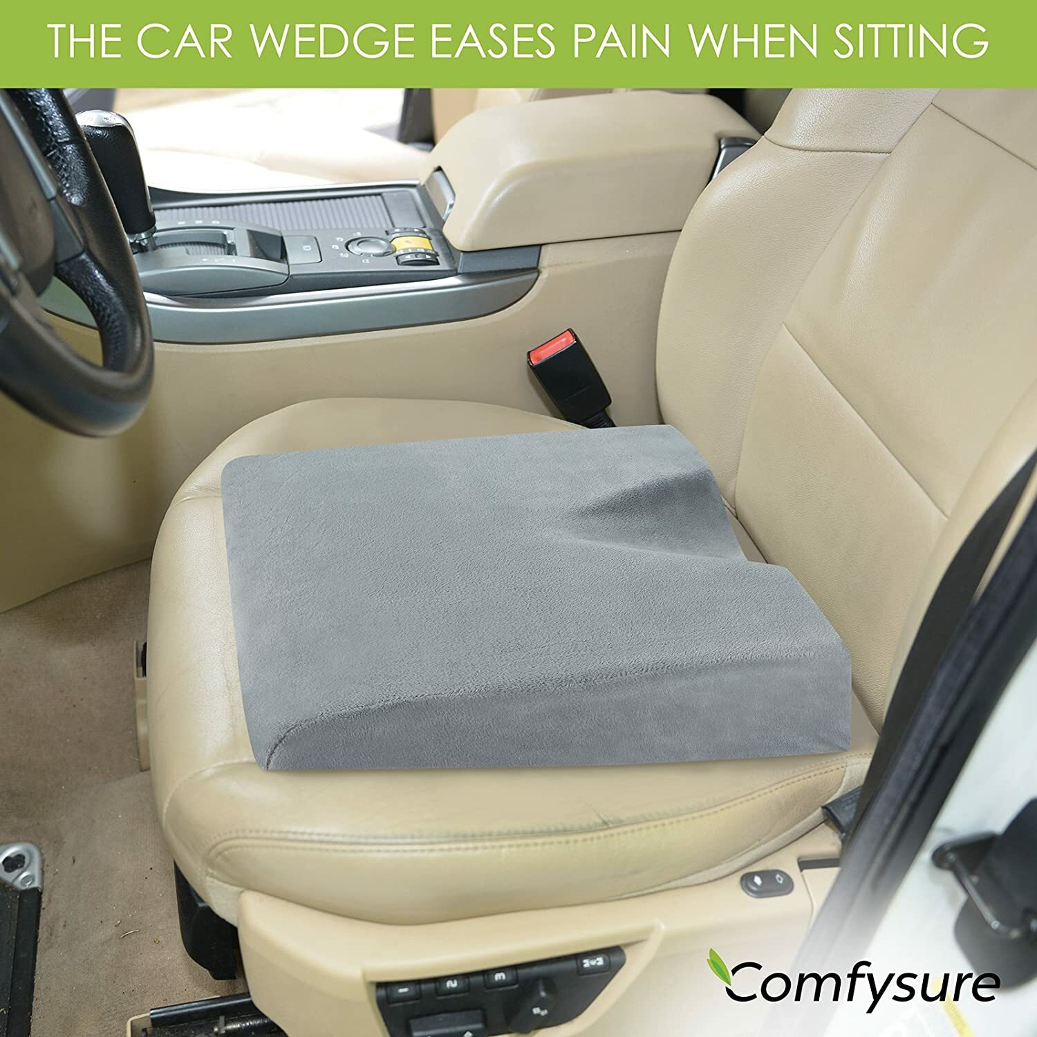 COMFYSURE Car Seat Wedge Pillow – Memory Foam Firm Cushion - Orthopedic