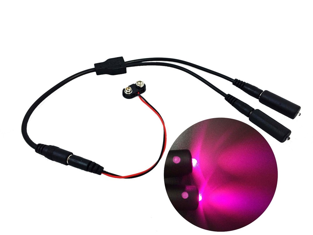 Purple LED 2X Micro Effects Light splitter cable 9V for prop scenery MELKIT2P