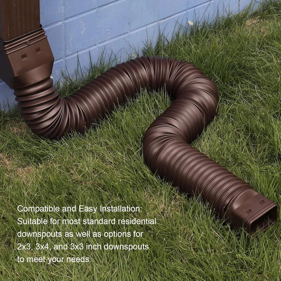 11.5ft Long Gutter Downspout Extensions Flexible, Drain Brown