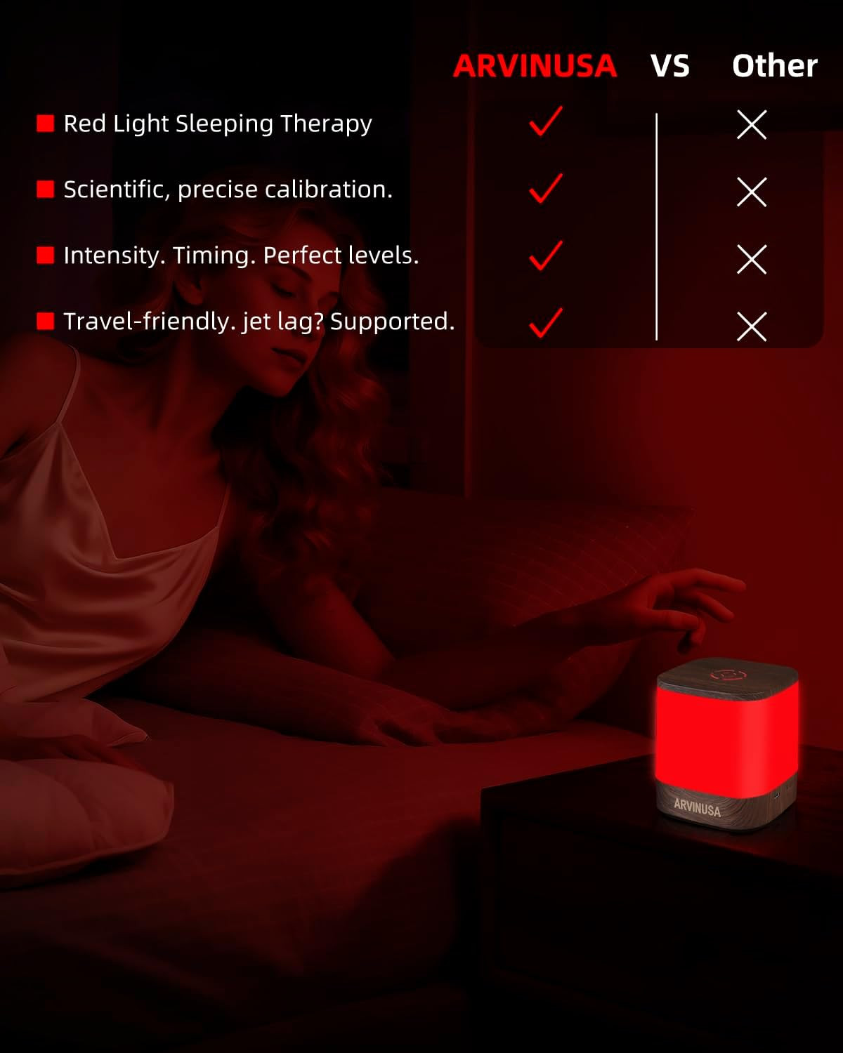Red Light Night Light Lamp, 670nm Wavelength Aid to Support Deep Relaxation: Nat