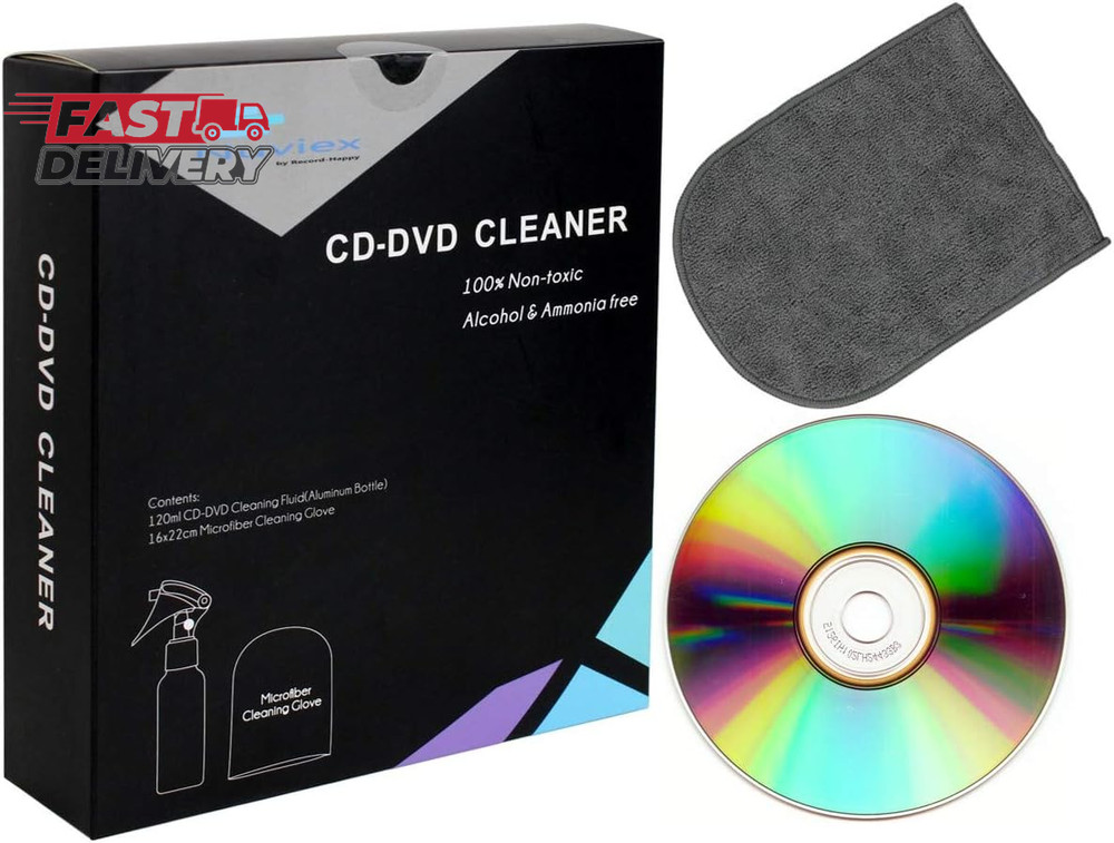 CD DVD Cleaner Solution Spray Fluid - Premium Compact Disc Cleaning Kit with Ant