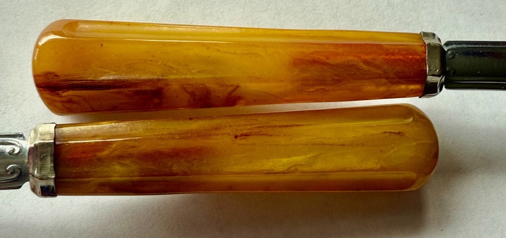 Bakelite Flatware Salad Fork Spoon Butterscotch Caramel Handle Semi-Translucent