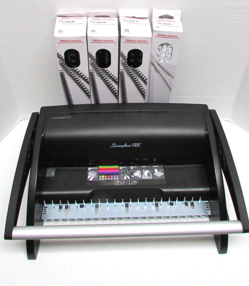 Swingline GBC CombBind C12 GBC Binding Machine & 4 boxes binding combs WORKS