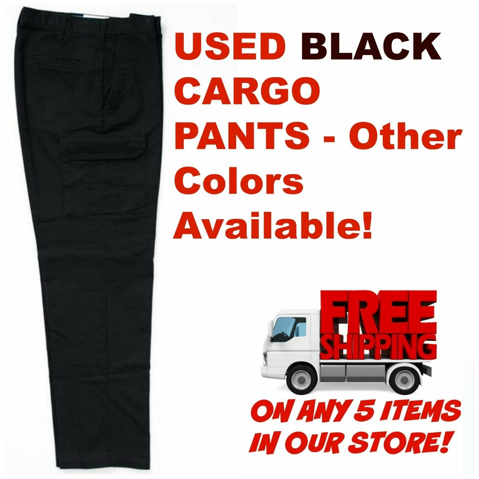 Used Uniform Work Pants Cargo Cintas Redkap Unifirst G&K Dickies others BLACK