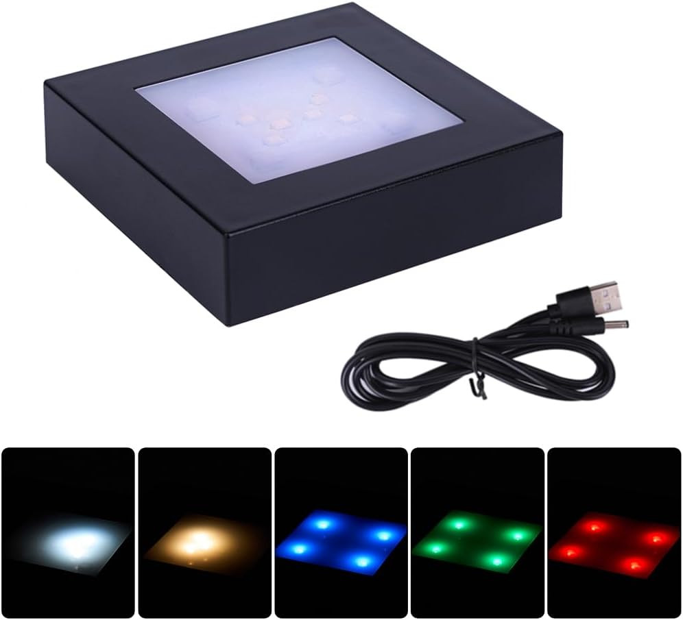 LED Multimodal Multicolor Light Stand Base Black - Square Display Base for 3D Cr