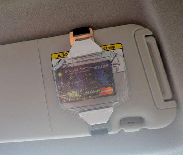 Visor Fuel Card Holder w Black Elastic Strap - Great for Fleets by Specialist ID