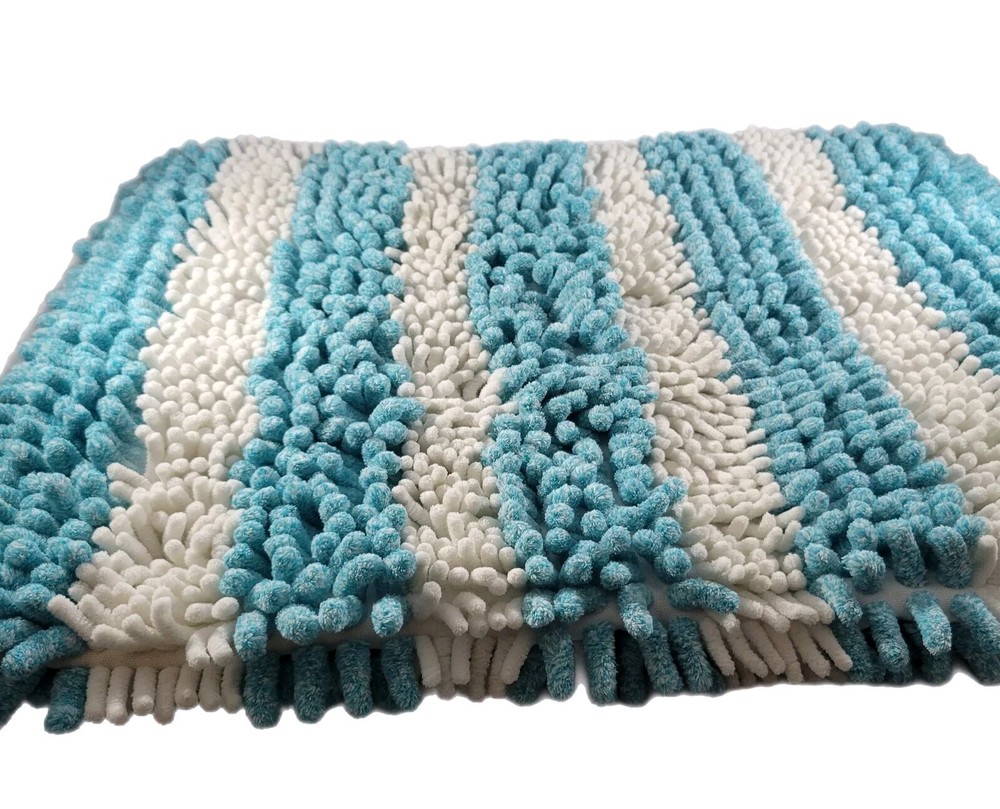 Bath Rug Blue White 32X20 In.