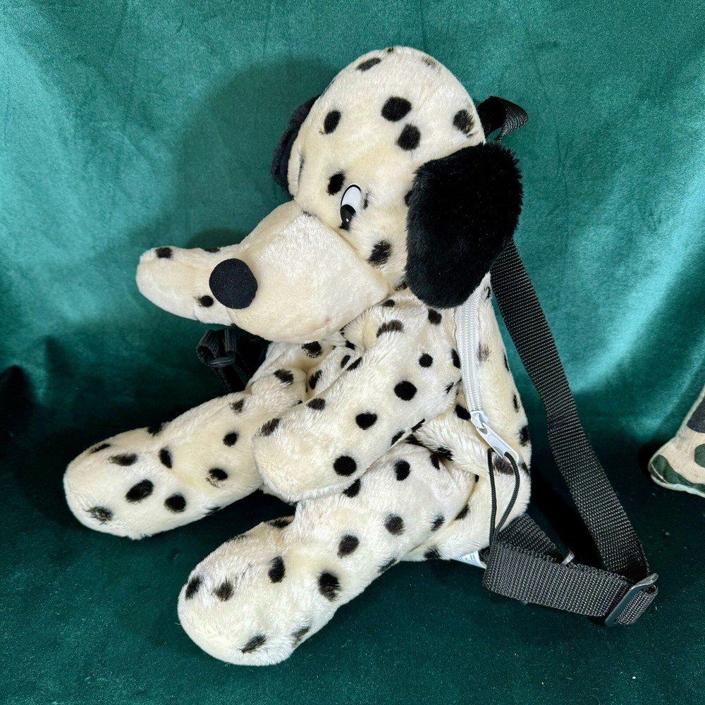 Plushland Dalmatian Backpack Zips Close With Adjustable Black Straps