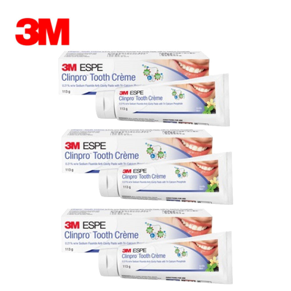 3M ESPE Clinpro Tooth Creme Toothpaste 3pcs Set Vanilla Mint Sodium Fluoride