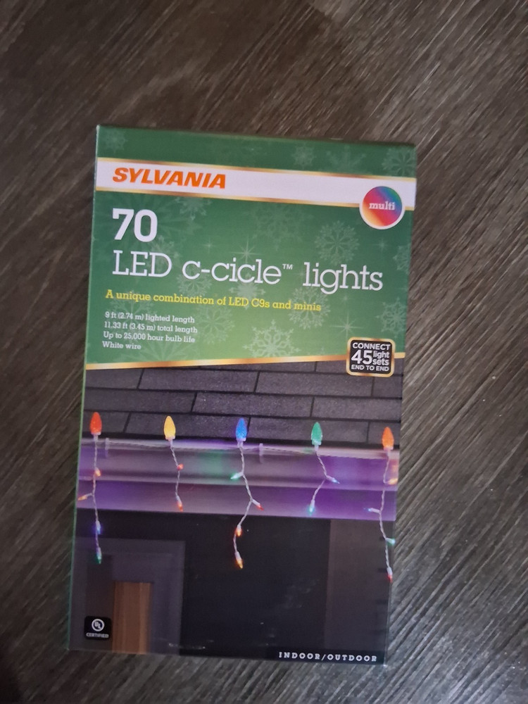 SYLVANIA 70 LED Icicle Light C9 Bulbs Multicolor White Wire