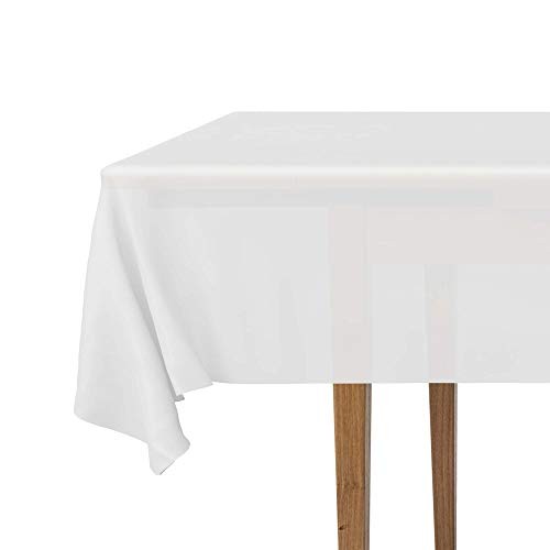2 Rectangular Tablecloths, BPA-Free Plastic, 54 x 108 Inch, 2 Pack White
