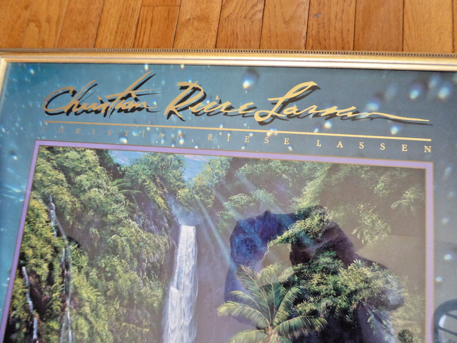 Vintage Framed Christian Riese Lassen Eternal Rainbow Sea Maui Hawaii Art