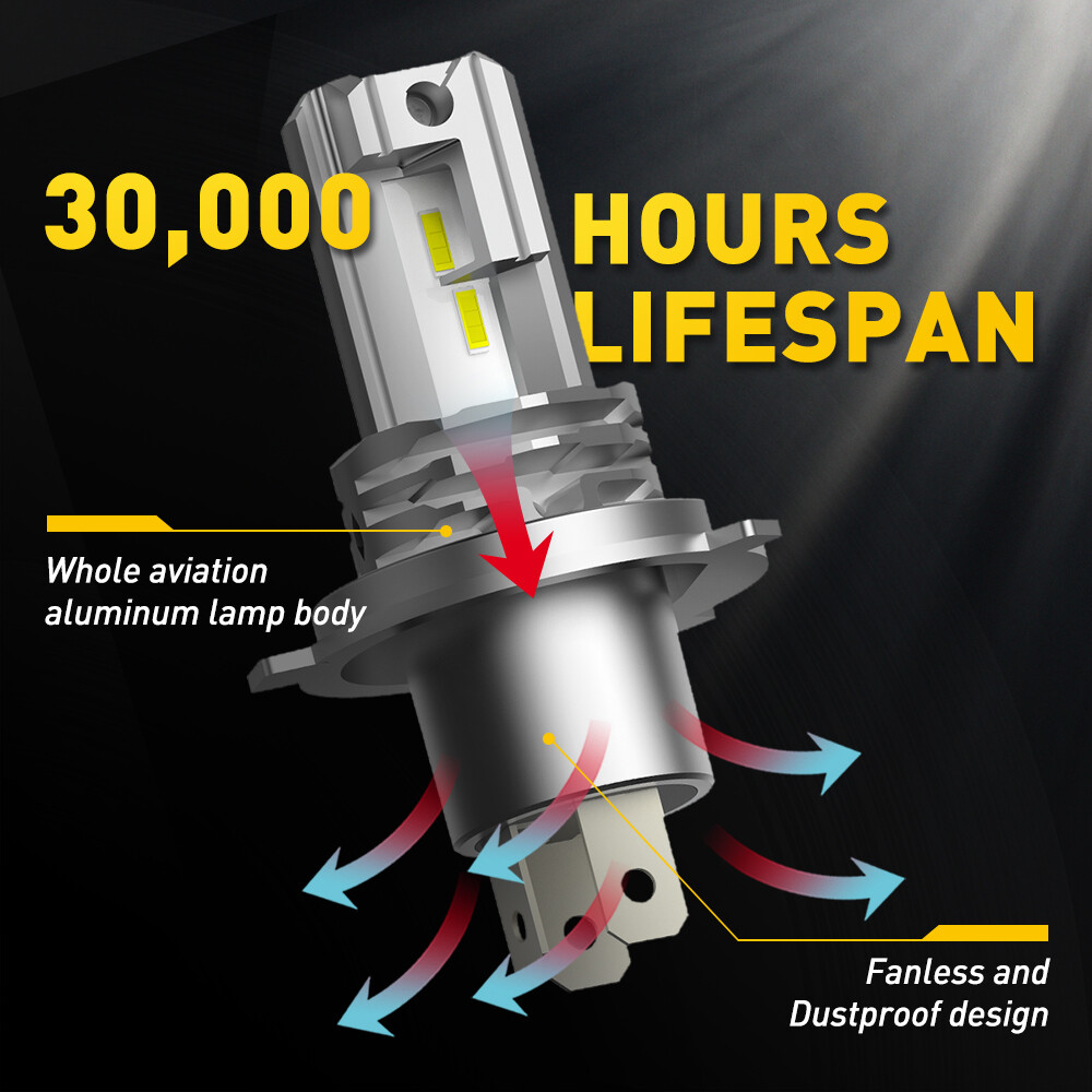 AUXITO 2x H4 9003 Super White 80000LM Kit LED Headlight Bulb High Low Beam Combo