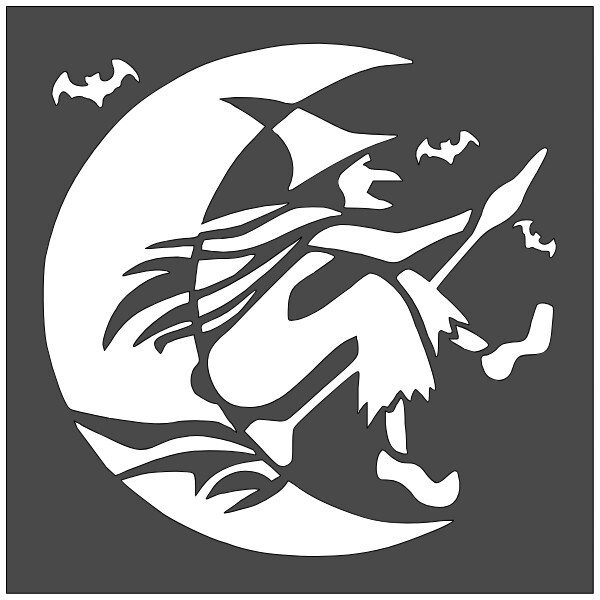 8"x8" Clear Plastic Stencil - Witch (SA1326)