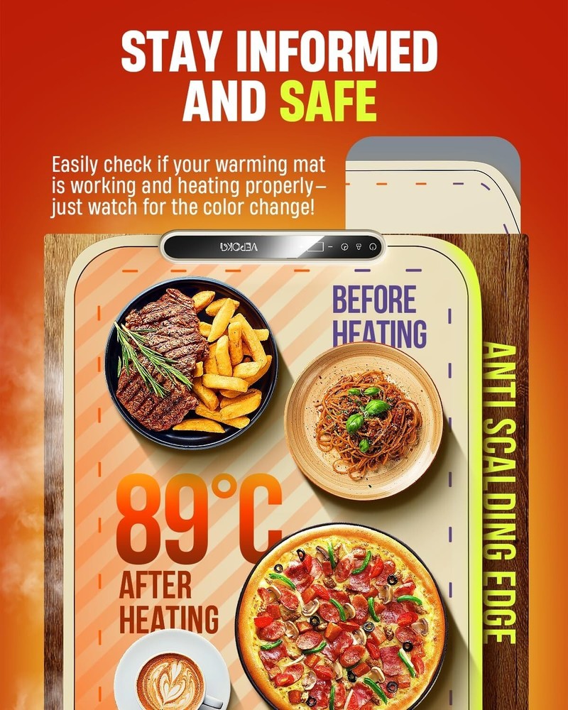 Energy-Efficient Buffet Warming Tray - Rollable Silicone Design for Easy Storage