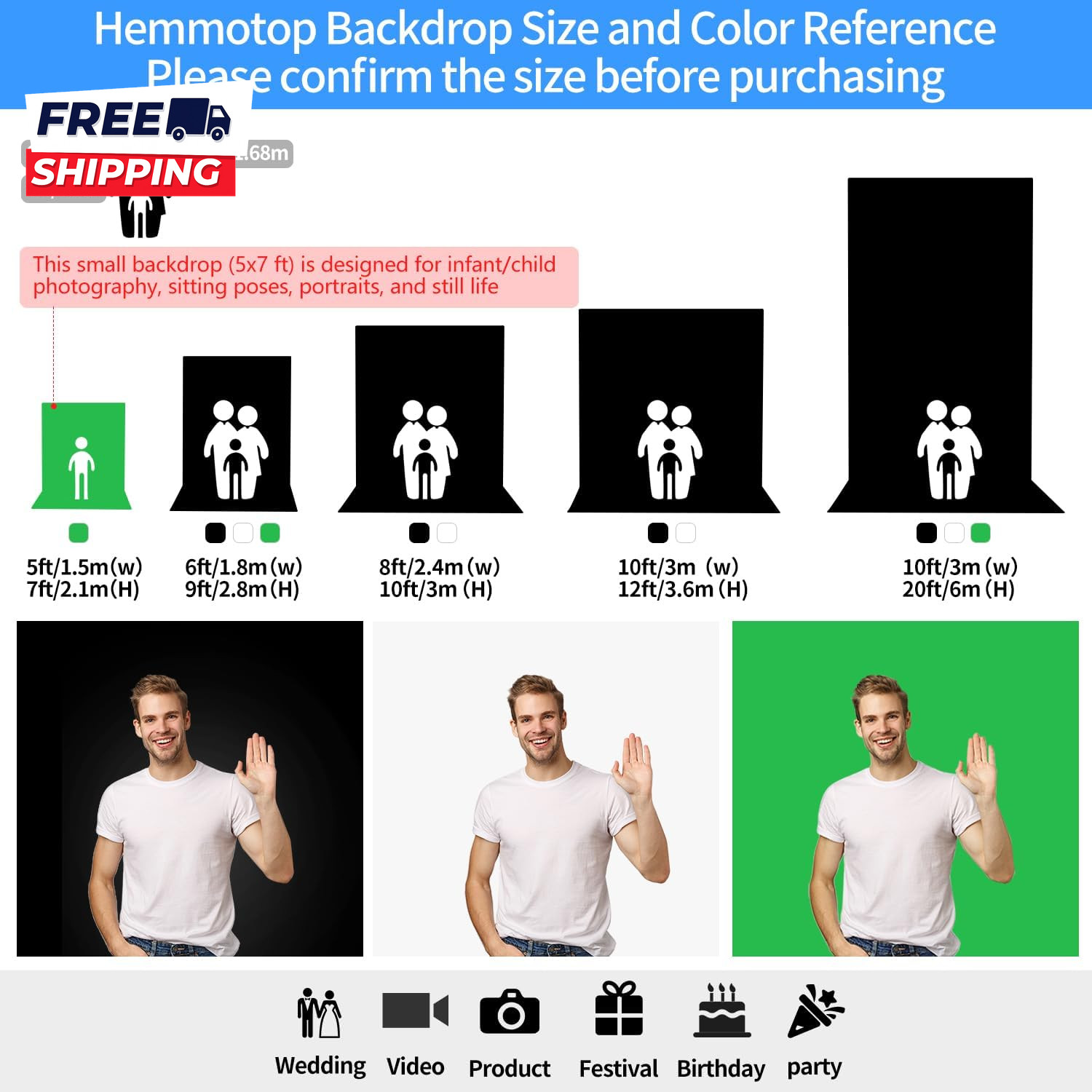 Green Screen Backdrop 5X7 Ft Photography Chroma Key Greenscreen Background Sheet