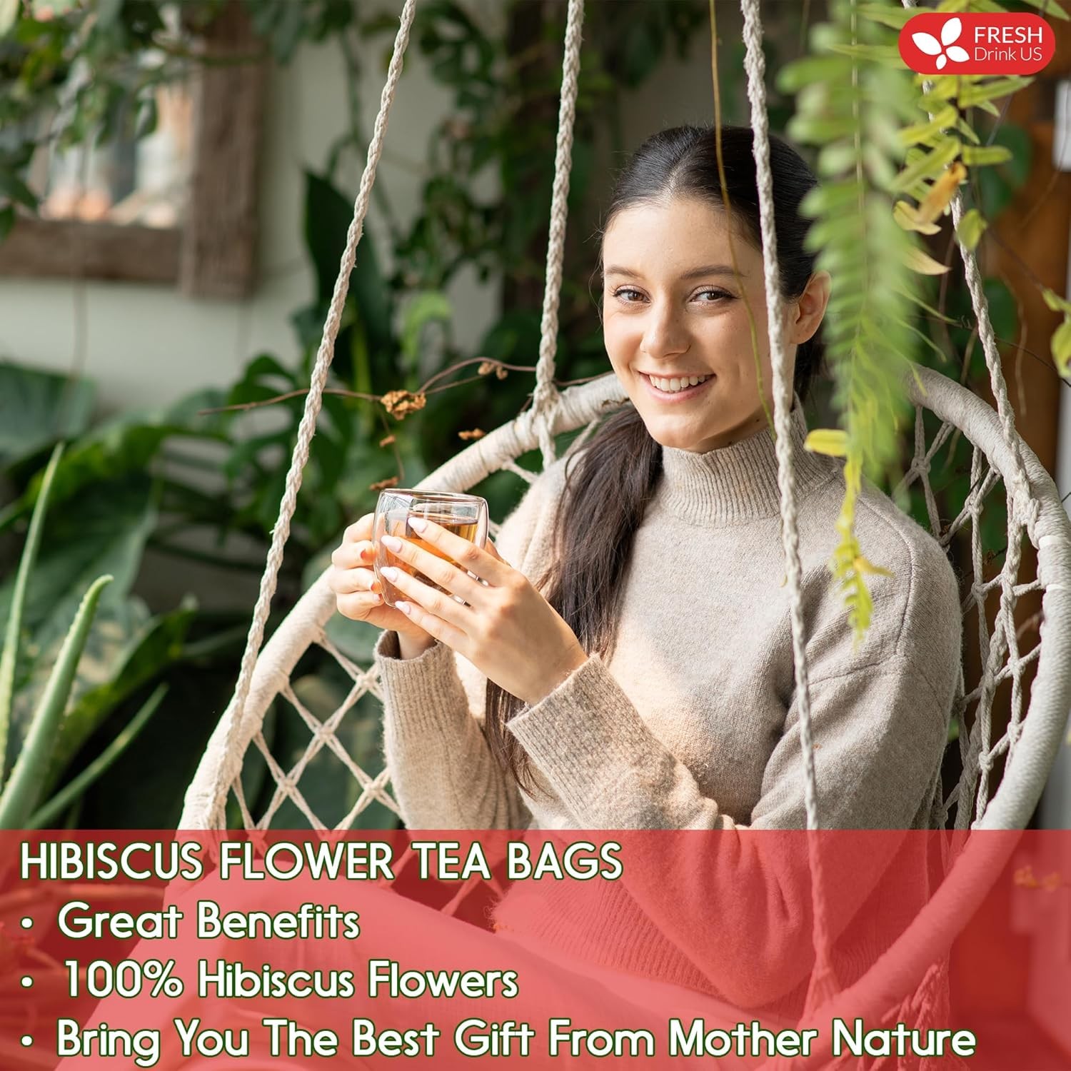 , Premium 140 Hibiscus Flowers Tea Bags, 100% Natural, Handmade & Pure from Hibi