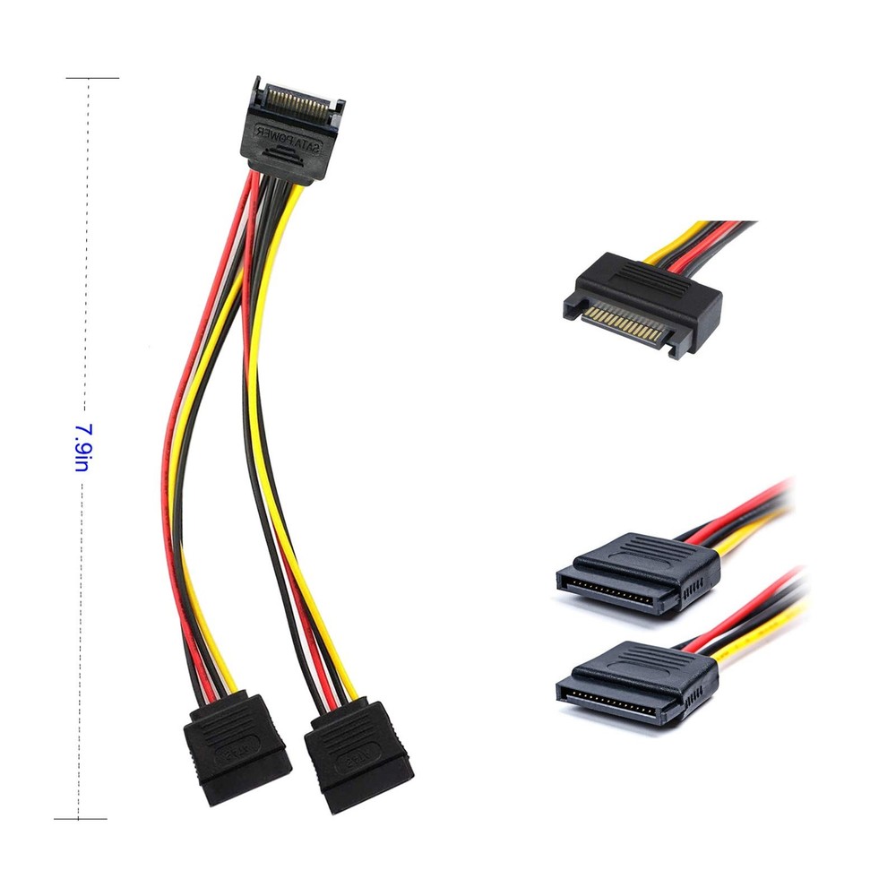 Sata Data Cable 15 Pin Power Splitter Cable 4 Pack 6.0 Gbps Highspeed Data T