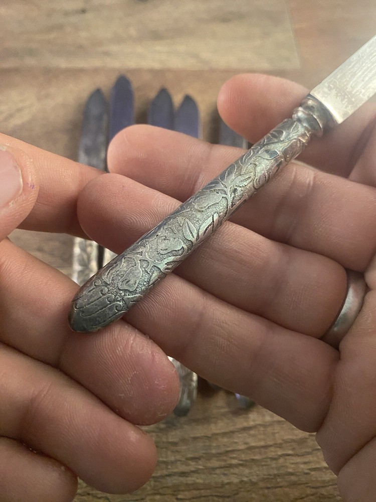 Rogers Hamilton Sword Logo Silverplated Fruit Knife Set of 7