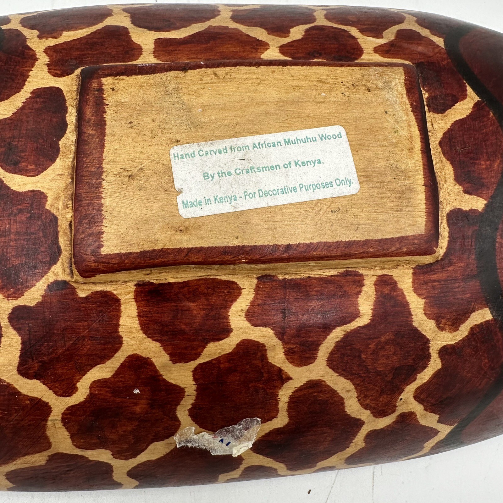 African Wooden Bowl Hand Carved From Kenya 11.5" x 5.5" Hand Painted Vintage