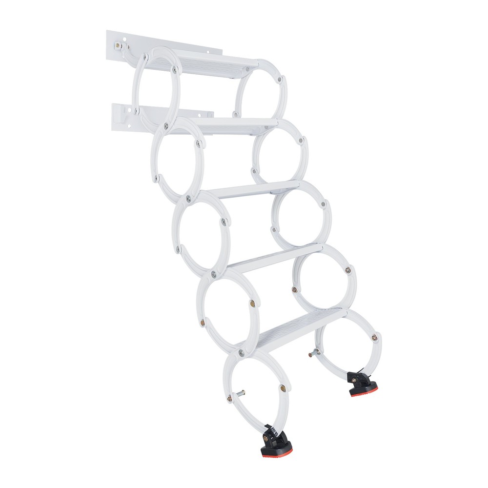 NEW Wall Mounted Attic Ladder Pull Down Telescoping Step Ladder 5 Steps Ladder