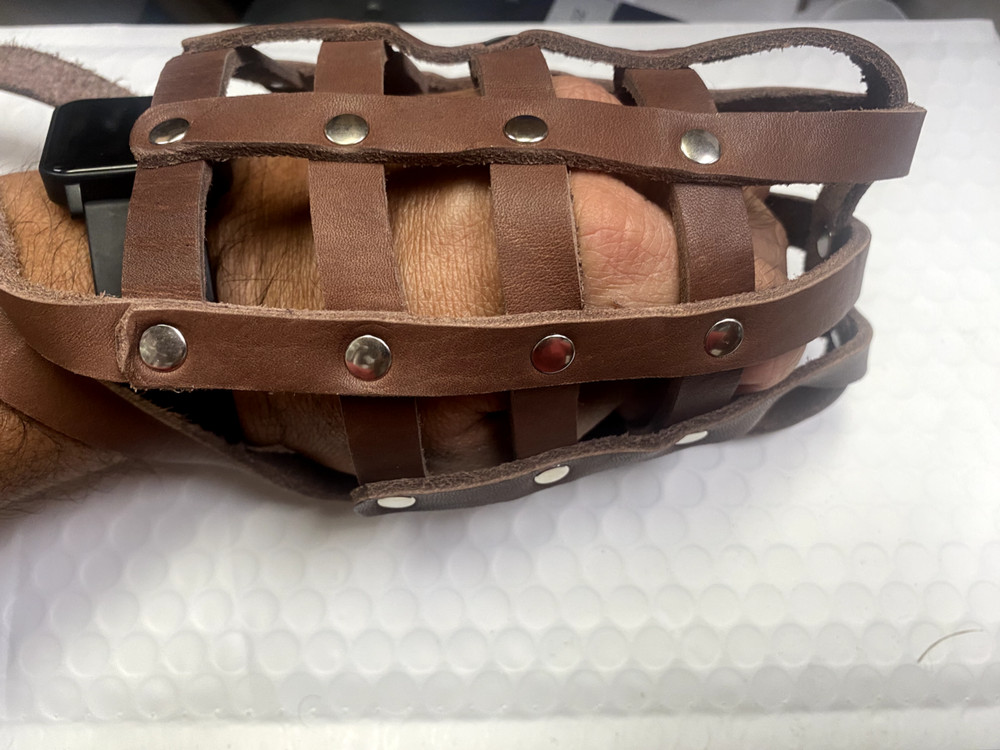 Genuine Leather Mesh Basket Secure Muzzle #143, German Shepherd, Labrador, Husky