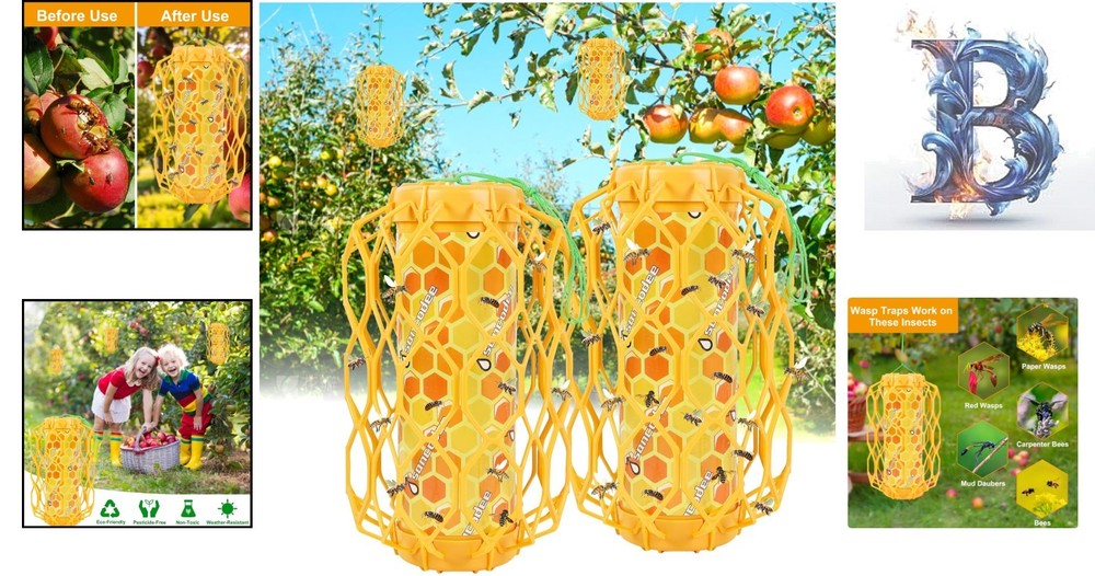 Versatile 2-Pack Outdoor Wasp Trap - Eco-Friendly Insect Attraction Solution