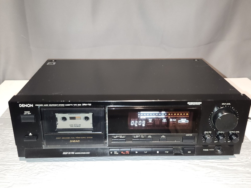 Denon DRM-700 Stereo Cassette Deck - *MISSING REWIND BUTTON, but WORKS NICELY