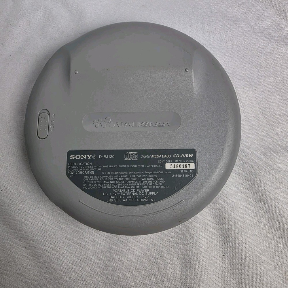 Sony D-EJ120 CD Walkman Portable CD Player G Protection Silver Tested Working