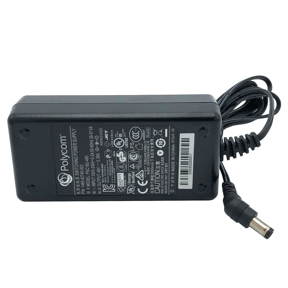 Genuine Polycom Switching Power Supply Adapter for Polycom Devices 48V DC