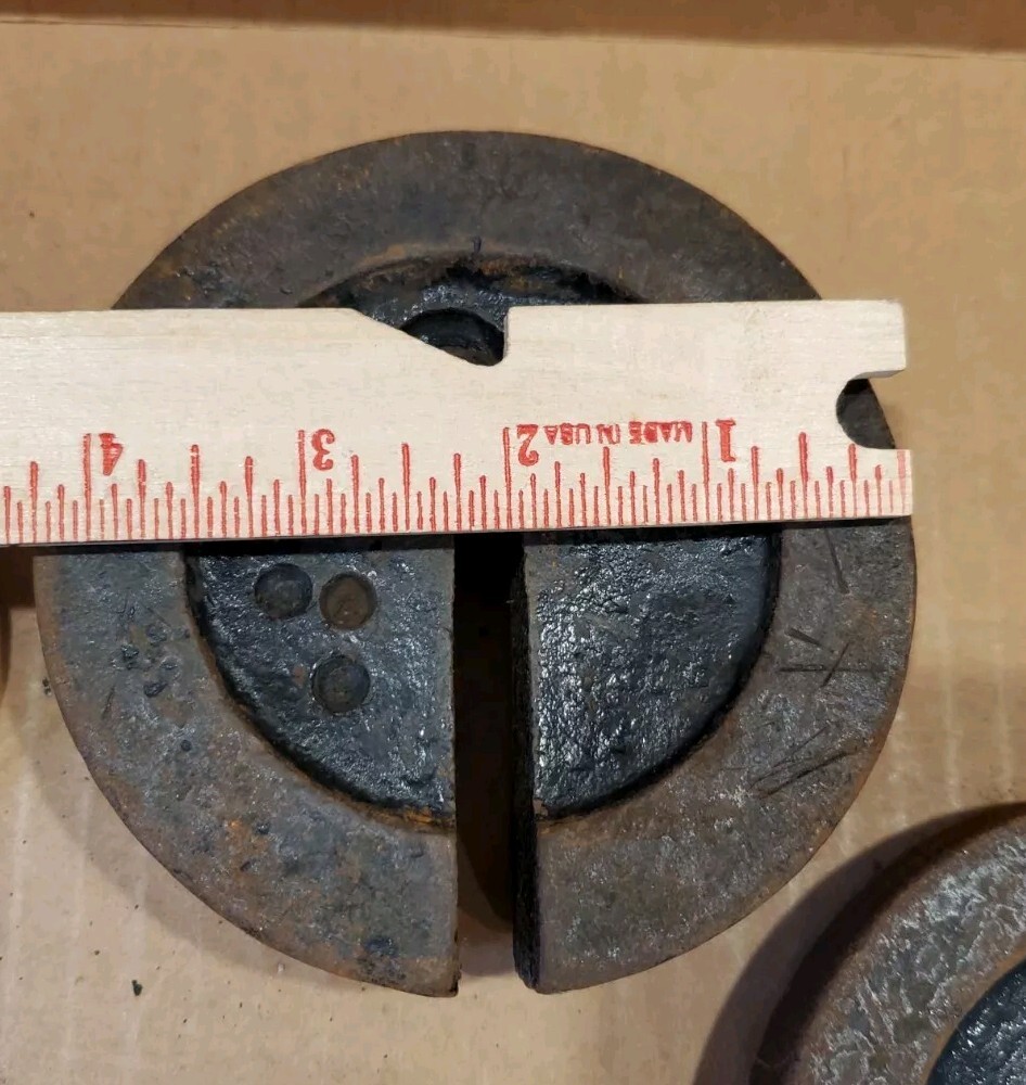 5 Vintage Rustic Cast Iron Platform Scale Weights & Hanger